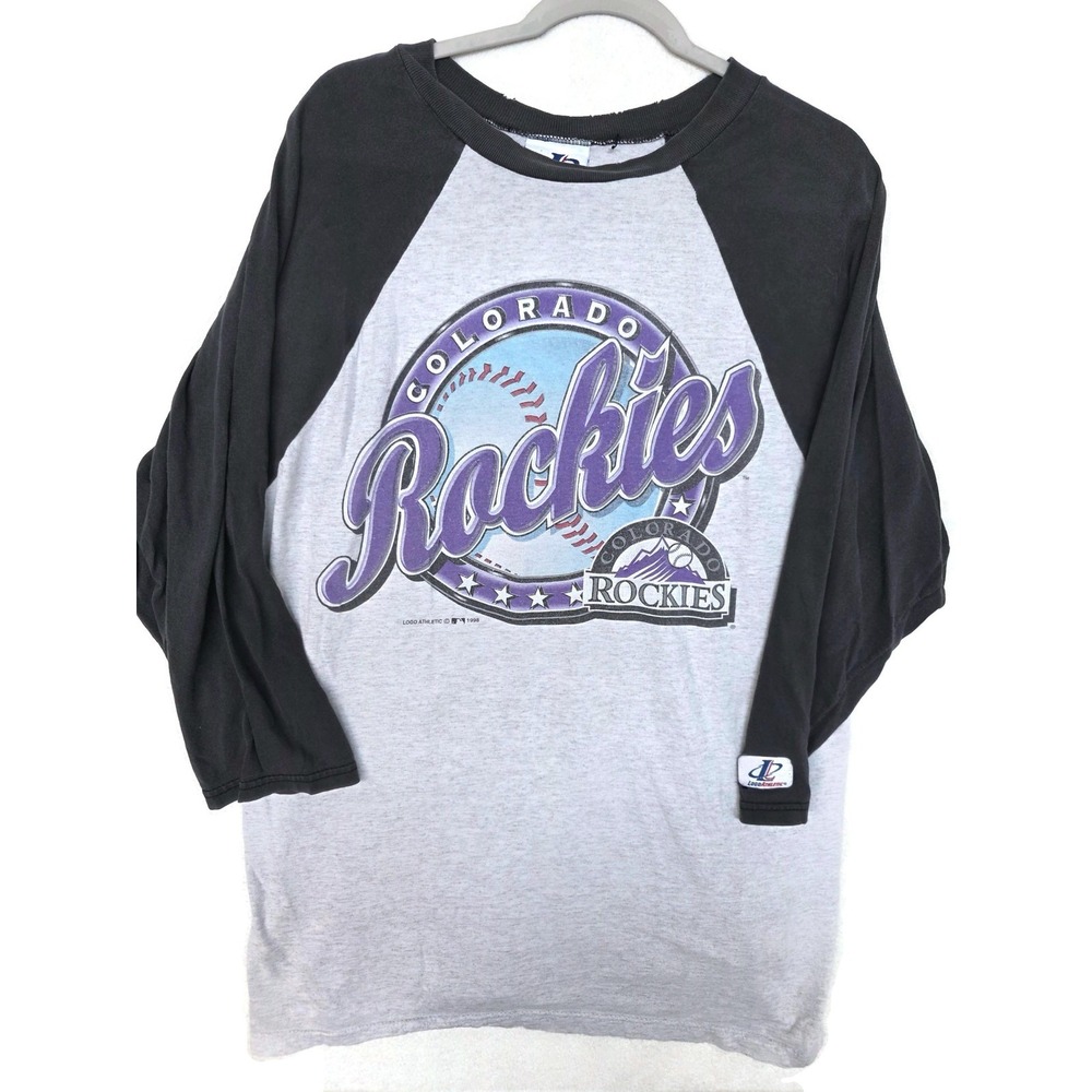 Vintage Colorado Rockies Shirt Mens Large Gray MLB Baseball Logo Athletic 90s